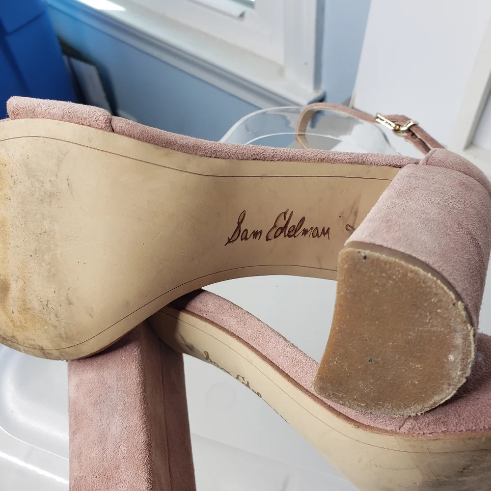 Sam Edelman Yaro Suede Block Heel Ankle Strap Band Petal Pink Event Weddings 7